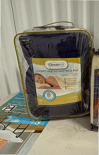 Beautyrest Heated Mattress Pad Queen Cotton Rich Navy 10 Hour Auto Shut Off