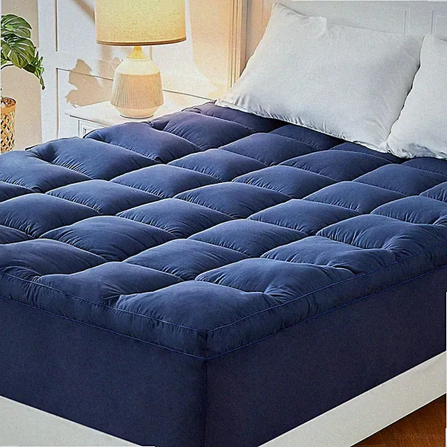Cooling Short Queen Mattress Topper - Plush Navy Pillow Top Pad