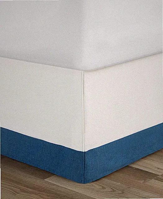 Nautica Colorblock Navy Blue and White Cotton Queen 15 in. Drop Tailored Bed Sk