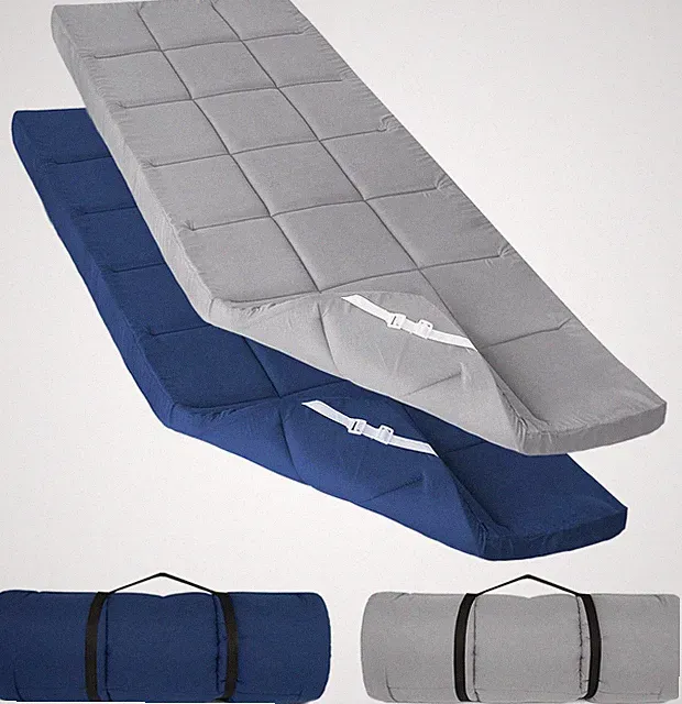 Navy Foam Quilted Cot Mattress Topper - Soft Camping Pad 75"x30
