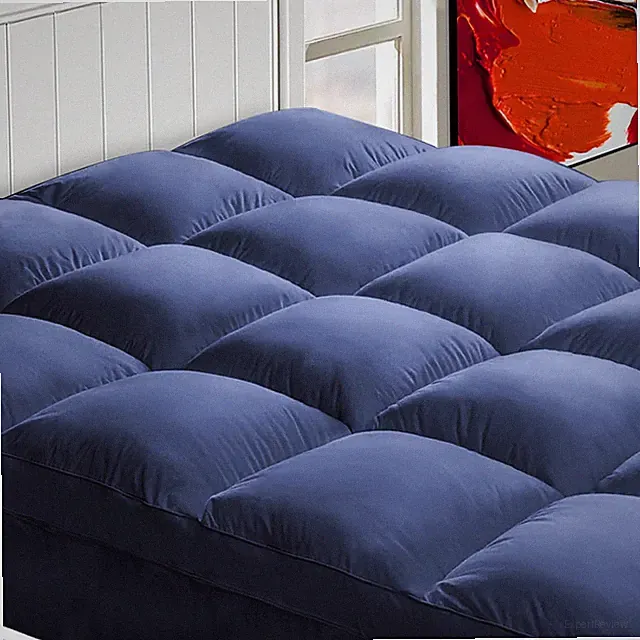 Plush California King Mattress Topper for Back Pain Relief - Navy Blue