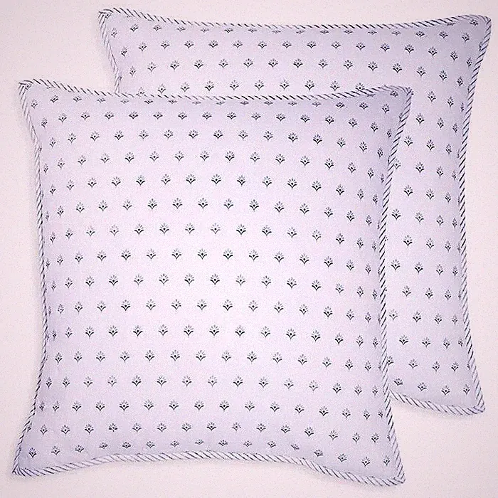 Sky H2501C White/Navy Scallop Reversible Shams Size Euro 2-Pack