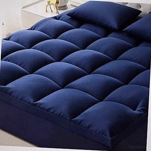 Thick Mattress Topper with Deep Pocket, Extra Pillow Top Queen Navy Blue